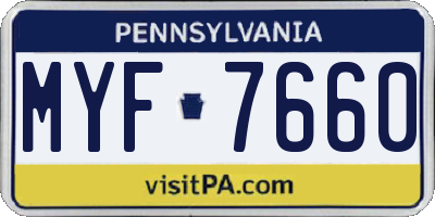 PA license plate MYF7660