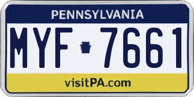 PA license plate MYF7661