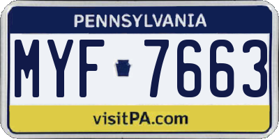PA license plate MYF7663