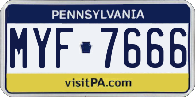 PA license plate MYF7666