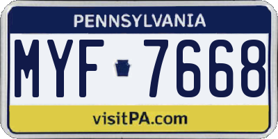 PA license plate MYF7668
