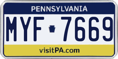 PA license plate MYF7669