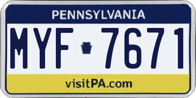 PA license plate MYF7671