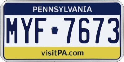 PA license plate MYF7673