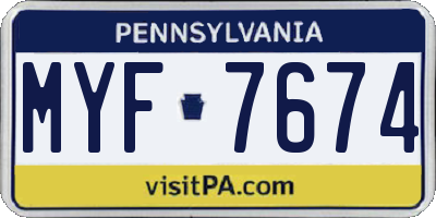 PA license plate MYF7674