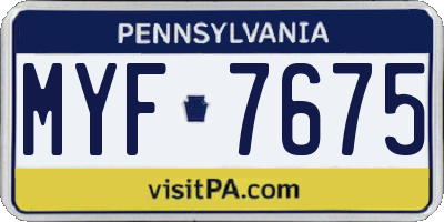 PA license plate MYF7675