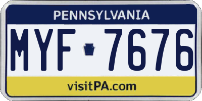 PA license plate MYF7676