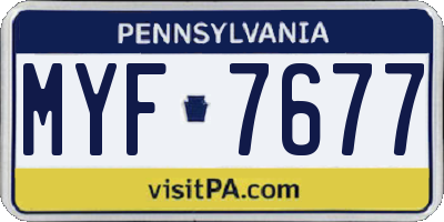 PA license plate MYF7677