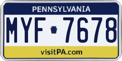 PA license plate MYF7678