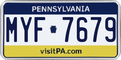 PA license plate MYF7679