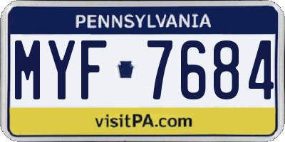 PA license plate MYF7684
