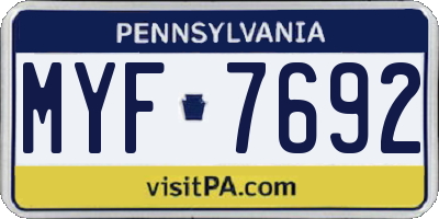 PA license plate MYF7692