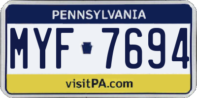 PA license plate MYF7694