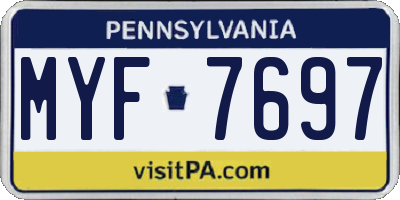 PA license plate MYF7697