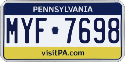 PA license plate MYF7698