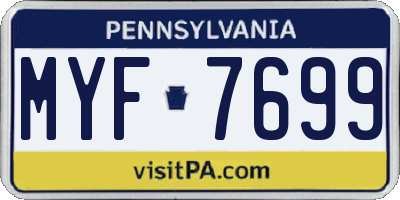 PA license plate MYF7699