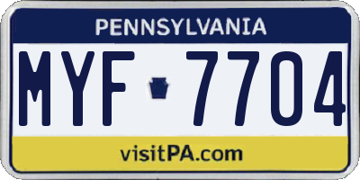 PA license plate MYF7704