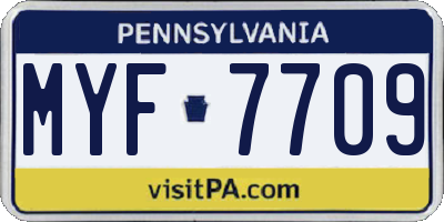 PA license plate MYF7709