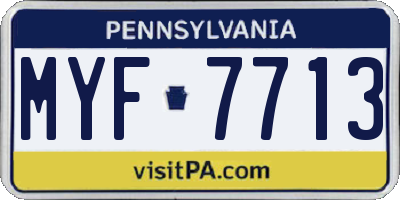 PA license plate MYF7713