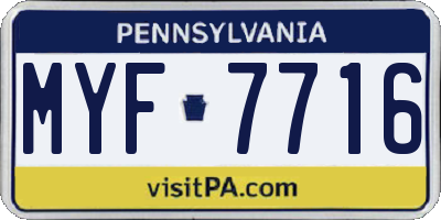 PA license plate MYF7716