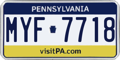 PA license plate MYF7718