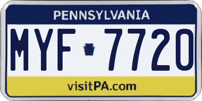 PA license plate MYF7720