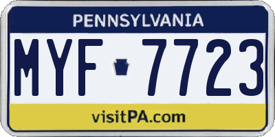 PA license plate MYF7723