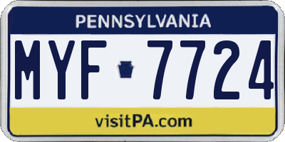 PA license plate MYF7724