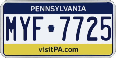 PA license plate MYF7725