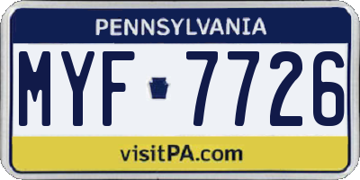 PA license plate MYF7726