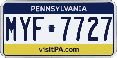 PA license plate MYF7727
