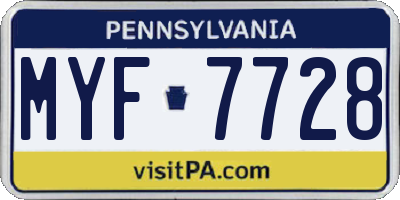 PA license plate MYF7728