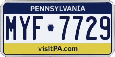 PA license plate MYF7729