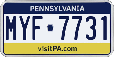 PA license plate MYF7731