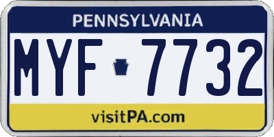PA license plate MYF7732