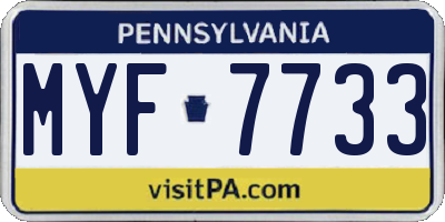 PA license plate MYF7733