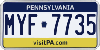 PA license plate MYF7735