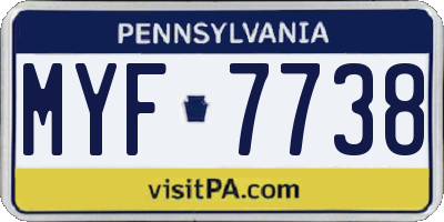 PA license plate MYF7738
