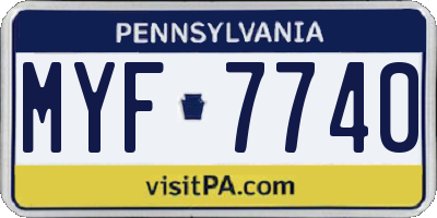 PA license plate MYF7740