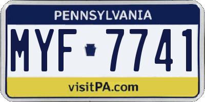 PA license plate MYF7741
