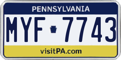 PA license plate MYF7743