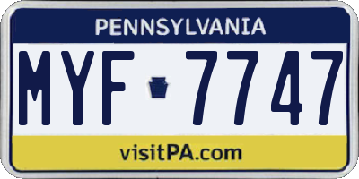 PA license plate MYF7747