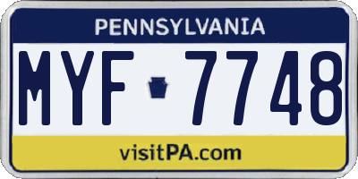 PA license plate MYF7748