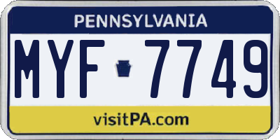 PA license plate MYF7749