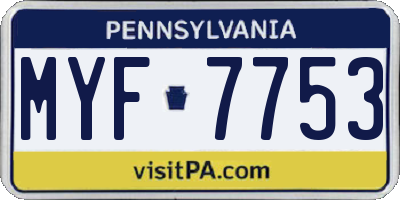 PA license plate MYF7753