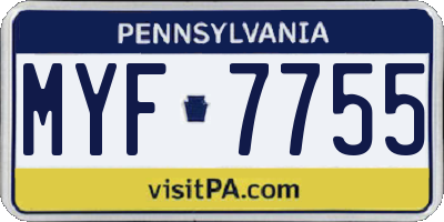 PA license plate MYF7755