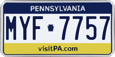PA license plate MYF7757