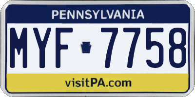 PA license plate MYF7758
