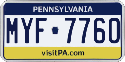 PA license plate MYF7760