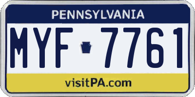 PA license plate MYF7761